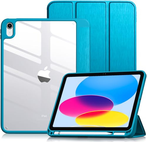 Vobafe Hülle für iPad (A16) 11. 11 Zoll 2025/10 Gen 10.9 2022, Pfaublau | Hart PC Transparent Cover Rückseite Schutzhülle, iPad Hülle mit Stifthalter, Unterstützt Touch ID, Auto Schlafen/Wachen