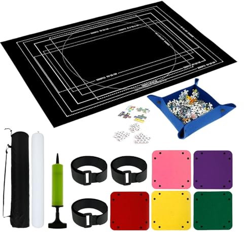 XIUsheUA Puzzlematte for Aufrollen, knitterfreies Sparpad for bis zu 2000 Teile, große Puzzlematte for Aufrollen mit 6 Sortierfächern, 1 Aufbewahrungstasche für Puzzlespiele, Spiele