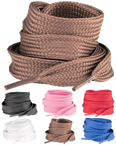 SULPO 2 paia di scarpe da ginnastica larghe, 15 mm di larghezza Flat Sneaker Shoelace, scarpe sportive, scarpe da ginnastica per scarpe da donna, uomo e bambino., bronzo, 120