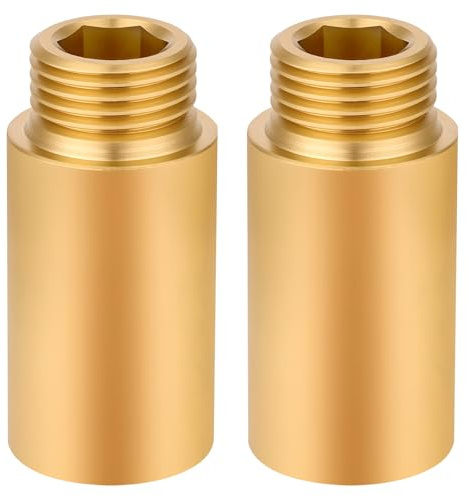 Flintronic 2 Piezas Extensión de Grifo de Latón, 40mm Prolongación de Grifo 1/2 Pulgada, Extensión de Rosca de Latón, Racor de Prolongación, para Cabezales de Ducha y Grifos