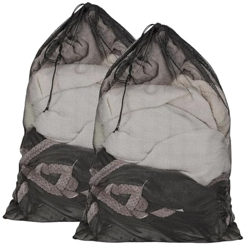 2 Pcs Mesh Laundry Bags, Washing Bags For Laundry, Large Washing Net Bags For Laundry With Drawstring, For Delicates Heavy Duty Net Washiing Bag For Washing Machine (Black)