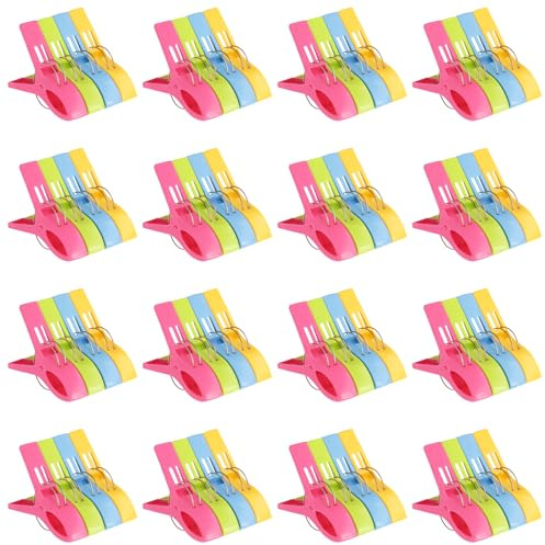 ZEONHEI 64 Stück Kunststoff Wäscheklammern Groß, Strandtuch Clips Strandtuchklammern Große Handtuchklemme für Kleidung, Handtücher, Strandlaken, 12.5 x 7,3 x 2.3cm