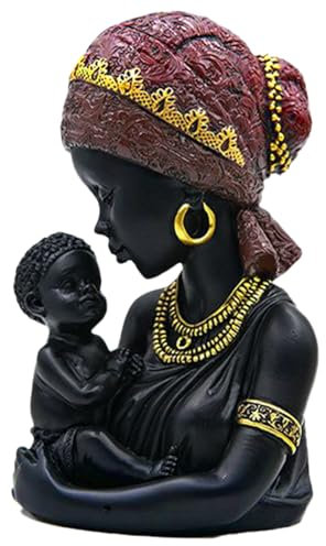 Statue africane - Madre e bambini Figure africane | Ornamenti in resina busto centrotavola per libreria, desktop, TV, soggiorno, ingresso