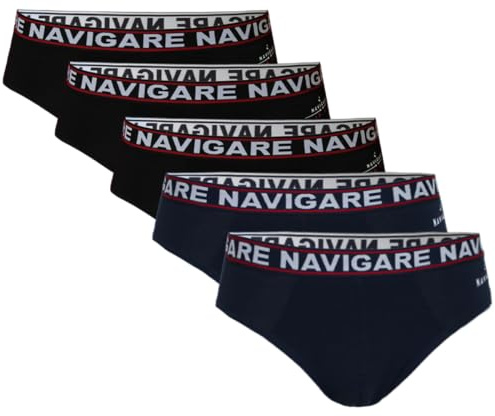 Navigare Slip Uomo, Art.824 Assortito (3 Neri + 2 Blu) M