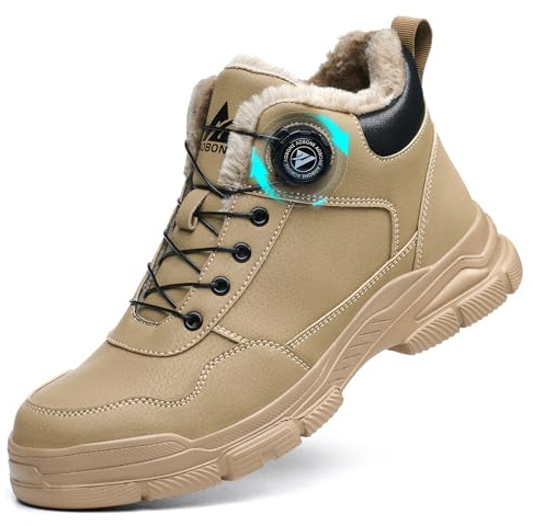 Chaussures de Sécurité Hiver Hommes Femmes Montante Chaussures de Travail Imperméable Bottines de Sécurité avec Embout en Acier Légère Antidérapant Bottines de Travail