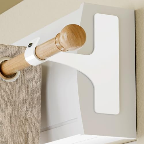 Support Tringle Rideaux sans Perçage pour Coffre Volet Roulant, Fixation Autocollante, Lot de 2 Supports Rideau, Compatible Barres 19–28 mm, Support Métal pour Tringle Sans Perçage