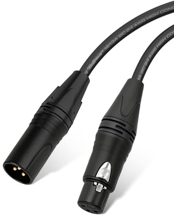 Superbat mikrofonkabel XLR-kontakt till XLR kabel 60 cm effektivt blockerar EMI/RFI-störningar, kopparledare 99 % signalintegritet kompatibel med mikrofoner eller studioförstärkare, högtalare