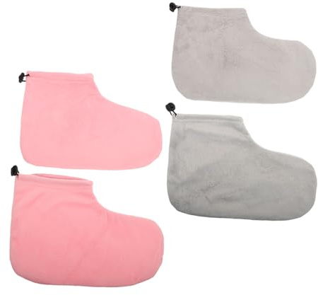 LALADEFIEE Calzini Riscaldanti per Terapia a Cera Calda 2 Paia in Cotone e Peluche Protezione per Scaldapiedi per Bagno di Cera Paraffinica