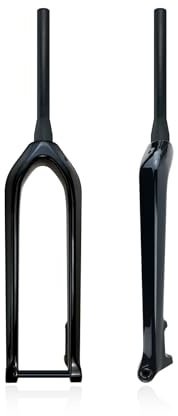 HZXQCVB 27,5/29'' Fourche Rigide pour Vélo De Montagne Tube Conique De 1-1/2'' Fibre De Carbone Axe Traversant 15 X 110mm Boost Fourches Avant Frein À Disque(27.5''-Gloss Black)