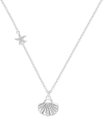 CYMYSS Necklace for Women 925 Sterling Silver Pendant Necklace with Adjustable Chain 40+5CM Layered Double Necklace Clavicle Birthday Gifts for Women