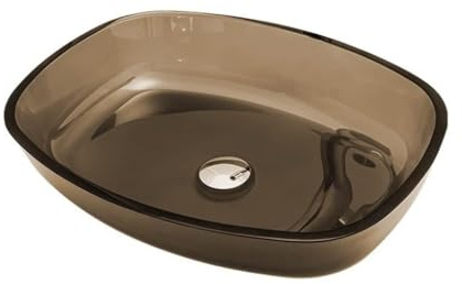 Elegante lavabo da bagno in vetro temperato, moderno per hotel e casa, elegante lavello da appoggio, design semplice, ideale per bagni (solo lavandino)