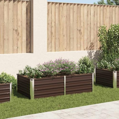 Emmtore Jardinera elevada de Acero galvanizado marrón 160x80x45 cm