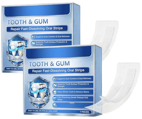 Tiras orales de disolución rápida para el cuidado de dientes y encías, tiras refrescantes de menta para el aliento, láminas de cuidado oral portátiles sin azúcar (2 BOX)