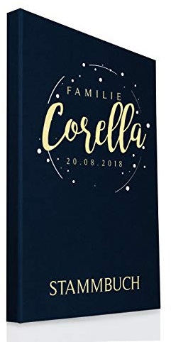 Hochzeitideal Stammbuch der Familie A4 inkl. Personalisierung Bezug Leinen Nr. 182 (Dunkelblau)