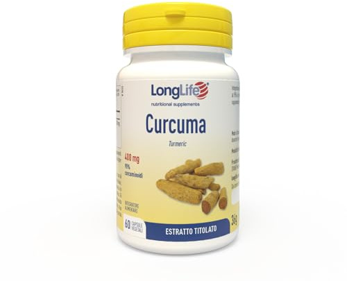 LongLife® Curcuma | Estratto titolato al 95% in curcuminoidi | Azione antiossidante | Supporto al benessere generale | 1 mese di trattamento | Vegano e senza glutine