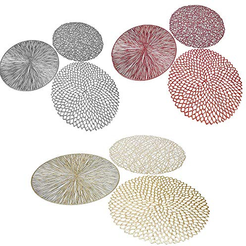 cosedacasa Sottopiatti centro tavola di natale in rosso argento oro da decorazioni addobbi natalizi ornamento moderno e particolare idea regalo set da 6-rosso