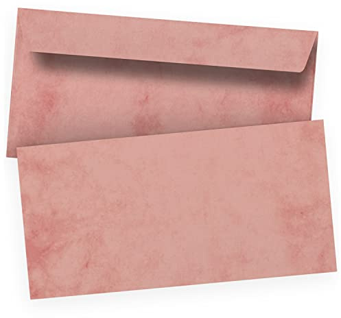 50 Briefumschläge DIN Lang | Marmor Rosa | selbstklebend ohne Fenster | Brief-Umschlag mit Design-Motiv bedruckt | Vintage | 90 g/m²