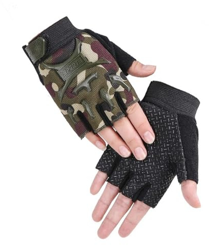 Anti Rutsch Kinder MTB Fahrradhandschuhe Halbfinger Handschuhe Atmungsaktive Handschuhe Fingerlose Sport Handschuhe für Bike,Rollschuhfäustling,Radfahren,Fitness für 8-12 Jahren Jungen Mädchen
