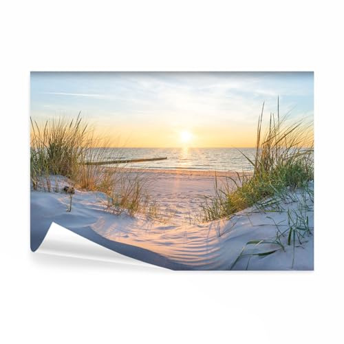 decomonkey Fototapete selbstklebend Strand, 392x280 cm, Meer Dünen Sonne | Himmel, Natur, Panorama, Wasser, Selbstklebende, Tapeten, Wand, Fototapeten, Tapete, Wandtapete, klebend, Klebefolie