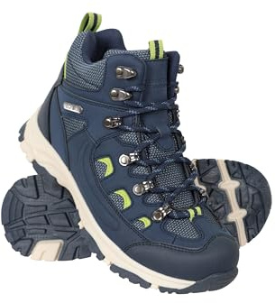 Mountain Warehouse Adventurer wasserdichte Kinderstiefel - IsoDry Schuhe mit Synthetik-Obermaterial, Fersen- und Zehenschutz - Frühling Sommer Wandern, Outdoor Blau Kinder-Schuhgröße 36 DE