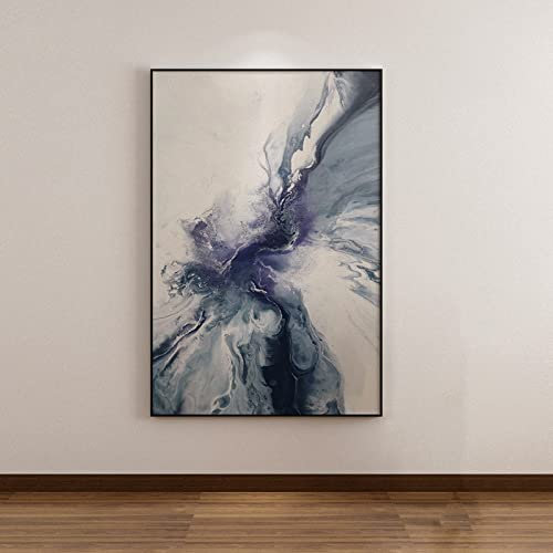 Handgemalte Acrylbilder, Lila Blaue Textur Abstrakte Tinte Stil Neue Chinesische Moderne Kunstwerke Rahmenlose Handgemalte Ölgemälde Auf Leinwand Wandkunst Für Wohnzimmer Schlafzimmer Büro Wohn