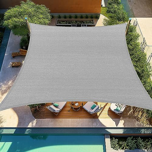 Shade&Beyond Voile d'ombrage rectangulaire incurvée de 3,6 x 4,8 m, 185 g/m², perméable pour patio, terrasse, cour, jardin, taille sur mesure, gris clair