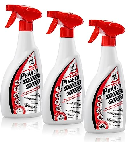 RL24 leovet - Insektenschutz Power Phaser – 3 x 550 ml (3er Set) | Sprühflasche – Fliegenspray für Pferde – Schutz gegen Mücken, Fliegen, Zecken & Bremsen – lange Wirkdauer