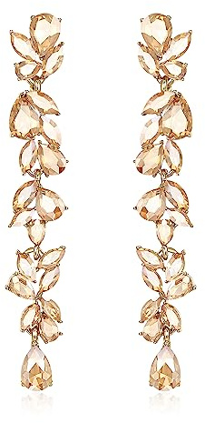EVER FAITH Strass Kristall Kronleuchter baumeln Ohrringe Art Deco Marquise Teardrop lange baumeln Tropfen Ohrringe für Damen Braut Hochzeit Prom Klar Silber-Ton