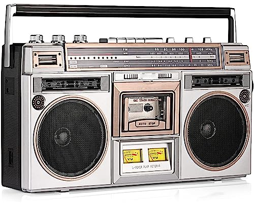 Unterstützt SD/USB-Eingang, Radiolautsprecher und Kopfhöreranschluss, AUX-Eingang, Kopfhöreranschluss, Player mit Kassette und Radio, für Netzwerk- oder Batteriebetrieb, klass