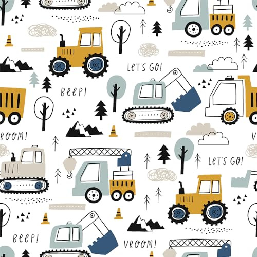 MuralPeel Cartoon Autos Machinery Mobile Truck Cars Peel and Stick Wallpaper Self Adhesive Removable Easy Peel Off Stick on Wall Paper for Bedroom Cabinet Renter Friendly