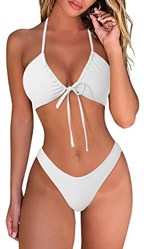 DOULAFASS Damen Bikini Set Sexy Bikini Brazilian Style Niedriger Taille String Triangel 2tlg Bikini