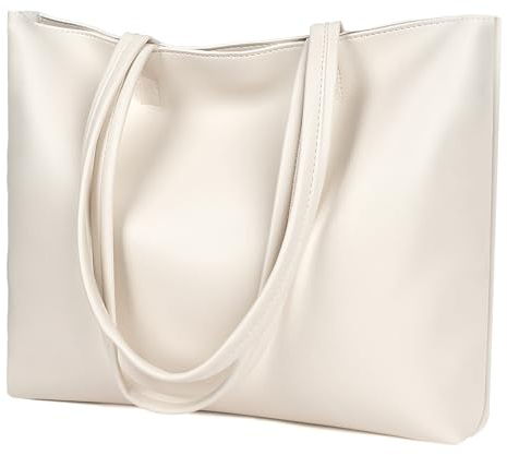 flintronic Damen Henkeltaschen, Handtasche Damen, PU-Leder-Handtasche mit Reißverschlussfach, Große Schultertasche PU Leder Tote Shopper Bag für College, Schule, Arbeit, Alltag, Reisen-37 * 27 * 8cm