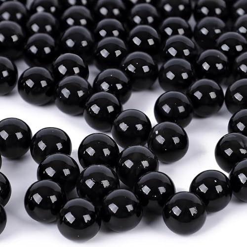 DomeStar 1LB Glass Marbles Bulk, Marbles for Vases 0.63 Inch Vase Fillers Black Glass Beads for Home Decor
