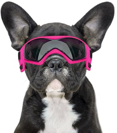 BillionChains Hundebrille mit verstellbarem Riemen, Hundesonnenbrille, UV-Schutz, Winddicht, Hundebrille für Hunde, Pink
