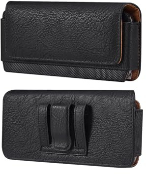 Sacoche Ceinture Telephone Portable Homme, Porte Ceinture Telephone Cuir Horizontal, Sac de Ceinture Téléphone Cuir Poches Étui de Ceinture Homme Portefeuille Porte-Monnaie Sac Taille Coque Pochette