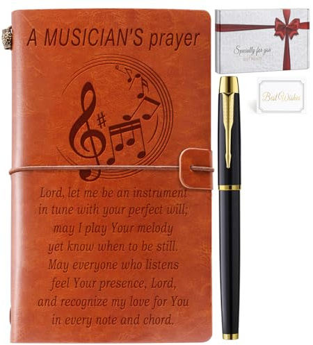 Music Lover Gifts Music Teacher Gifts for Women Leather Journal Notebook Music Teacher Appreciation Gifts Music Lover Gifts for Teacher Musicians Women Men Friend on Birthday Graduation Christmas