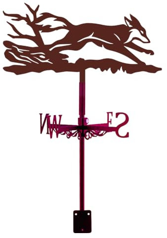 SUPERDANT Girouette de Renard en Acier Animal Branches d'arbre Girouette Courant Renard Girouette Ornement Extérieur Toit en Fer Jardin Extérieur Cour Décor