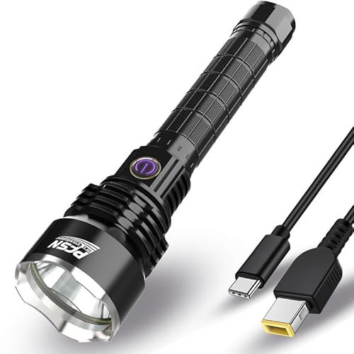 PFSN Torches LED Super Bright - 6000 Lumen USB Rechargeable Torch, 400M Long Throw Beam, Waterproof, Powerful Tactical Torches Battery Powered, Best Flashlight for Outdoor Camping Hiking Hunting