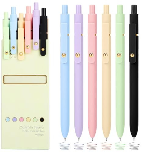 Ddaowanx Colored Gel Pens, 0.5mm Fine Point Retractable,Colorful Pens for Journaling,School Supplies, Gifts for Nurse and Teens, Stockings Stuffers for Women(6Pcs-Aesthetic Colors)