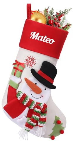 NIBESSER Weihnachtsstrumpf Personalisiert 46cm Nikolausstrumpf mit Benutzerdefinierte Namen Christmas Stockings für Feiertags, Familienparty, Dekoration