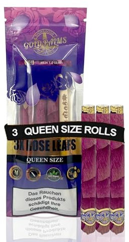 GOLD PALMS® Rose Cones 3er Pack | Queen Size Blunt Wraps | Handgerollt aus echten Rosenblättern | 100% Natürlich | Tabak Ersatz | Vorgedrehte Blunt Hülsen | Natürlicher Geschmack | Zigarrenzubehör