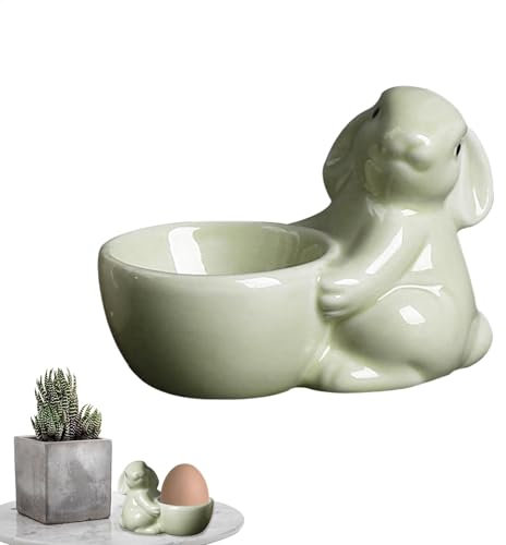Porte-œufs en forme de lapin en céramique, coquetier en porcelaine pour le petit déjeuner de Pâques, support créatif en porcelaine pour le dîner