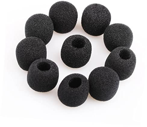 LALADEFIEE 10 Stück Kleine Windschutzscheiben aus Schaumstoff für Lavalier Ansteckmikrofone Schwarz Mikrofon Windschutz für Headsets Telefon Headsets und Gaming Geräte