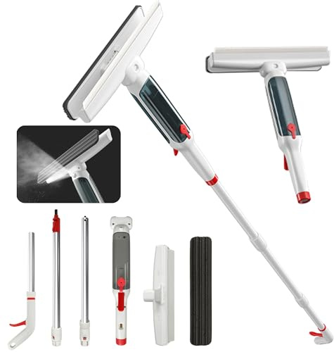 CATCHLUCK Window Squeegee Cleaner Professional Window Cleaning Kit 3 In 1 Telescopic Window Cleaner with Spray Function and Water Collector