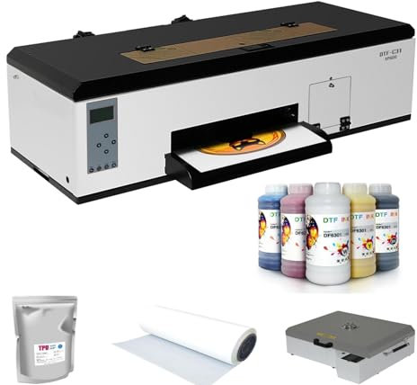 Furvveerr DTF Drucker XP600 T-Shirt Drucker Weiße mit Mischsystem und Zirkulationssystem für Weiße Tinte,A3 DTF Drucker,C31 DTF Transfer Drucker,Transferdrucker für Hoodies/Onesies/Socken