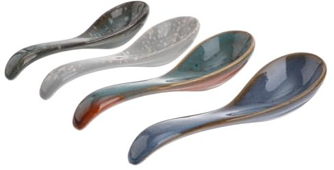 DECHOUS Cucchiai in Ceramica Multifunzionali Per Cucina Domestica, Cucchiai Da Zuppa e Insalata, Set 4 Pezzi Colorati Impugnatura Ergonomica, Adatti Per Casa, Ristoranti e Mense