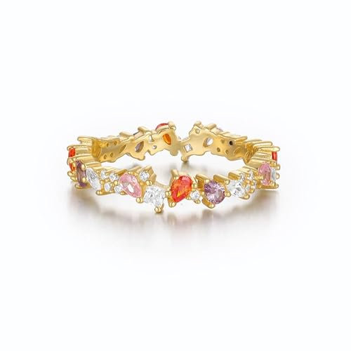 Zirkonia Ring Damen, 14K Gold Ringe 585 Gelbgold Ewigkeit für Verlobung Hochzeit Größe 54 (17.2)