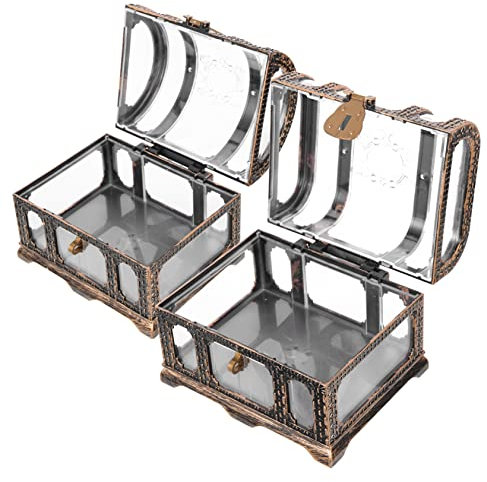 Sosoport 2juegos Cofre del Vintage Caja De Almacenamiento De Juguetes Transparente Cofre del Tesoro Pequeño para Colección De Recuerdos para rol y Decoración De Fiesta