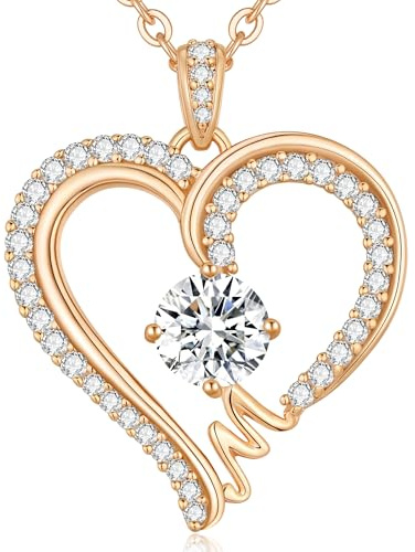 CDE Kette Damen mit Buchstabe Anhänger Herz Anhänger | Geschenk für Weihnachten Valentinstag Muttertags Geschenk Hochzeit Jubiläum Geburtstag Frau Freundin Mama
