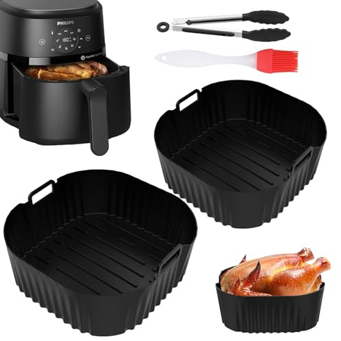 VEGCOO 2pcs Moule Air Fryer Silicone pour Philips 4.2L NA229/00 & NA320/00, Accessoires Air Fryer 4.2L - Plat Résistant 200°C, 4 Pack Accessoires pour Friteuses